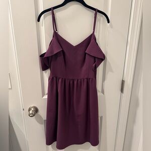 Chic Plum Mini Dress with Ruffle Sleeves